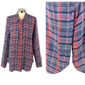 Lucky Brand Multicolor Plaid Vertical Side Button Detail Shirt